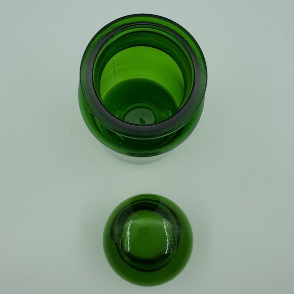Large Emerald Green Apothecary Jar Bubble Lid Glass Canister Made in Belgium - Picture 3 of 7